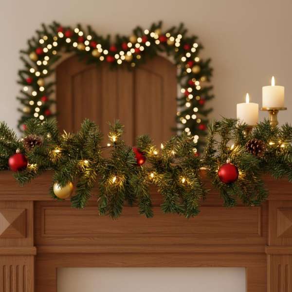 Fenyő girland - sötét zöld - 270 cm - PVC