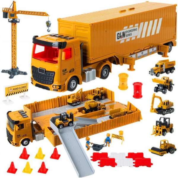 Építőjáték készlet daruval és munkagépekkel kreatív és valósághű játék a kis építőmestereknek