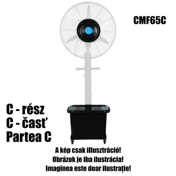 HOME CMF65C párásító ventilátor motor, víztartály, párásító tárcsa, vízpumpa, talp, kerekek