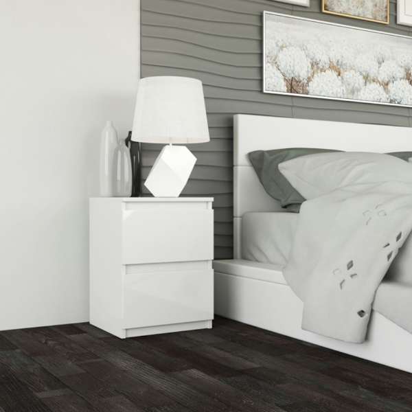 Thirassia M2 éjjeliszekrény, 30x40x30 cm, fényes fehér