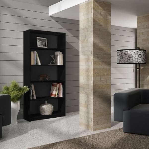 Baltrum R80 polcos szekrény, 80x182x30 cm, fekete