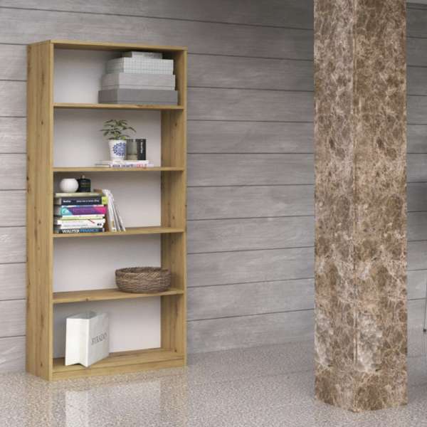 Shannan R80 polcos szekrény, 80x182x30 cm, tölgy