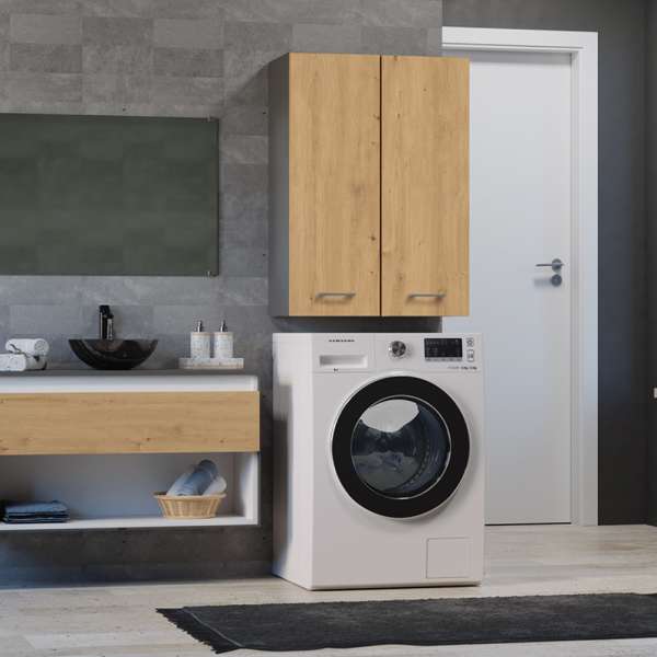 Riano MIX Pola mini DD felső fürdőszoba szekrény, 64x90x30 cm, antracit-tölgy