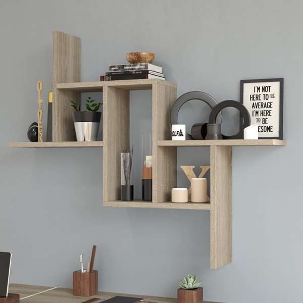 Odell Fiesta nyitott fali polc, tároló, 90x73,5x15 cm, sonoma