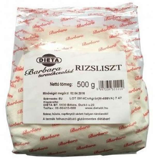 Barbara gluténmentes rizsliszt 500 g