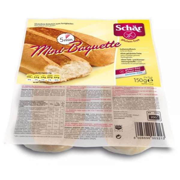 Schar gluténmentes mini bagett elősütött 2x75 g 150 g