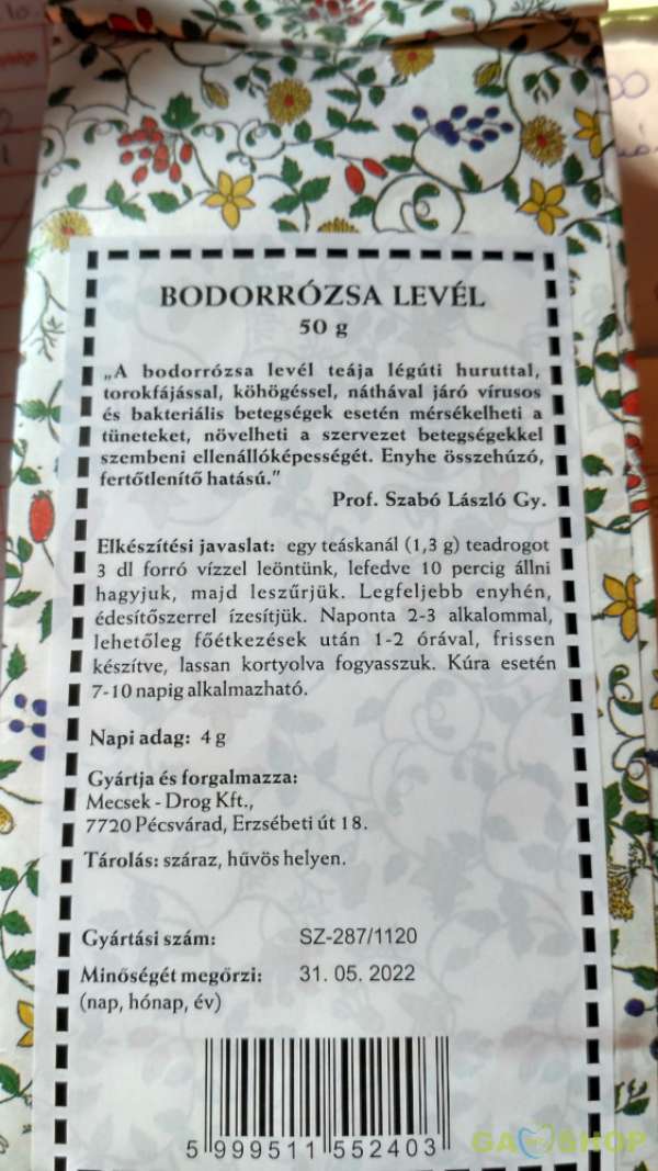 Mecsek bodorrózsa levél 50 g