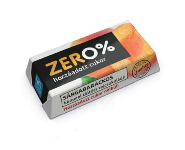 Szerencsi zero sárgabarack ízű krémmel töltött tejcsokoládé édesítőszerrel 21 g
