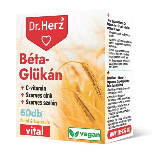 DR Herz Béta-Glükán+Szerves Cink,Szelén+C-vitamin 60 db VEGAN kapszula