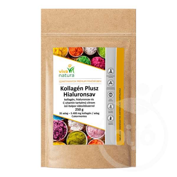 Viva natura kollagén plusz hialuronsav citrom ízű italpor édesítőszerrel 250 g
