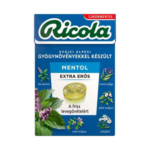 RICOLA CUKOR EXTRA ERŐS MENTOL CM.