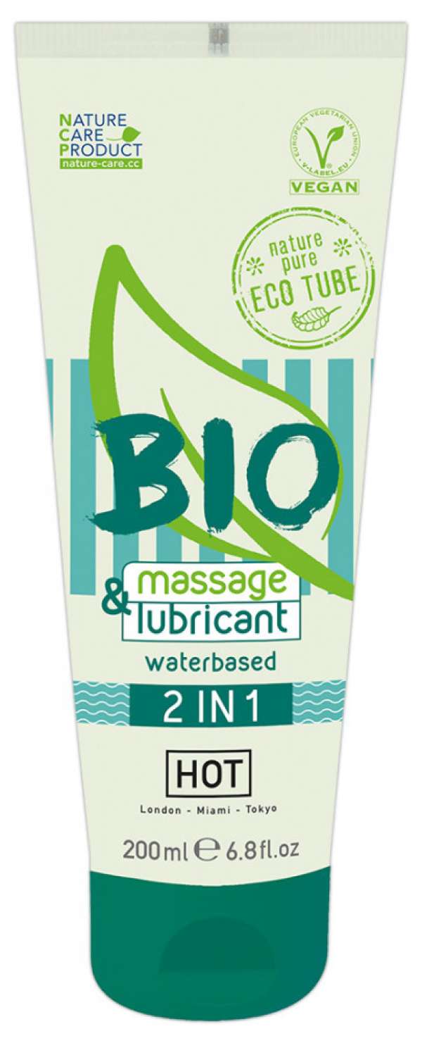 HOT Bio 2IN1 - vízbázisú síkosító- és masszázsgél (200 ml)