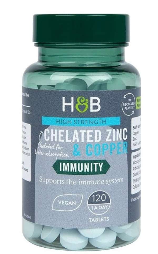 H&B cink 25mg+réz tabletta 120 db
