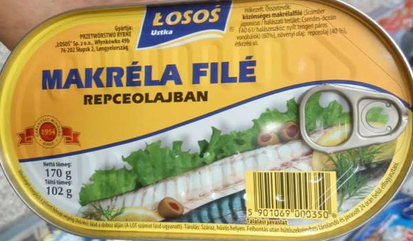 Losos makrélafilé olajban 170 g