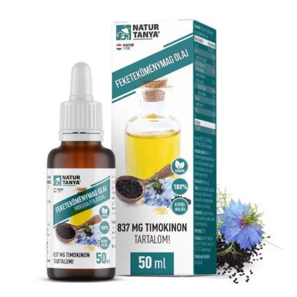 Natur Tanya® 100% feketeköménymag olaj, igazolt 1490 mg timokinon tartalommal, külsőleg, belsőleg 50 ml