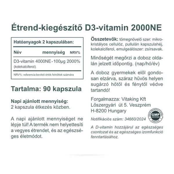 Vitaking D3-vitamin 2000NE (90) kapszula