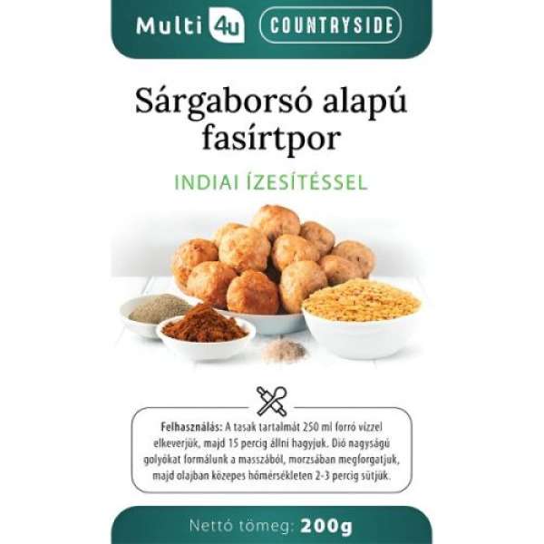 Multi 4u countryside sárgaborsó alapú fasírtpor indiai ízesítéssel 200 g