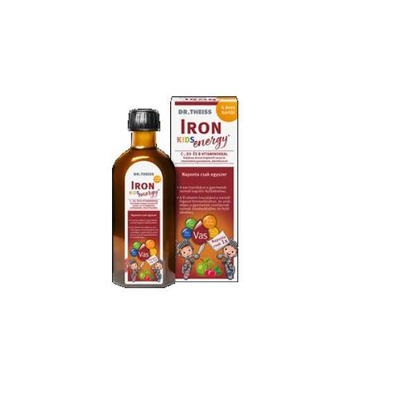 Dr.Theiss iron energy kids folyékony étrend-kiegészítő vassal és vitaminokkal 4 éves kortól 250 ml