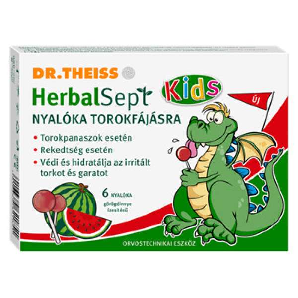 Dr.theiss herbalsept nyalóka torokfájásra görögdinnye ízesítésű 6 db