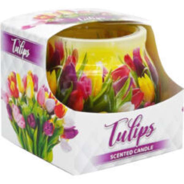 Illatmécses üvegpohárban tulipán 1db