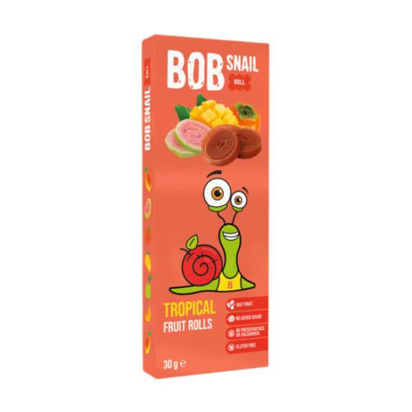 Bob Snail gyümölcstekercs trópusi gyümölcsök (mangó, datolyaszilva, guava) 30 g