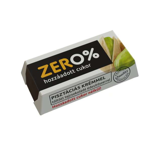Szerencsi zero pisztácia ízű krémmel töltött tejcsokoládé édesítőszerrel 21 g