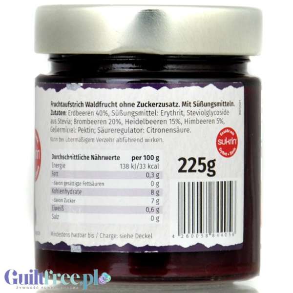 Sukrin lekvár erdei gyümölcs 225 g