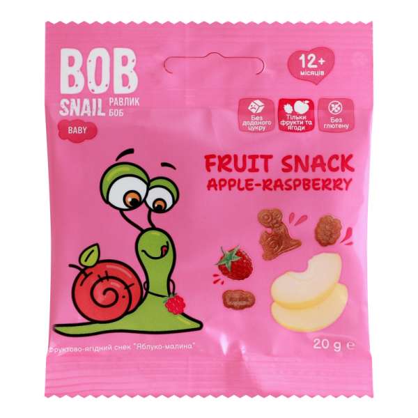 Bob Snail gyümölcs snack alma-málna 20 g