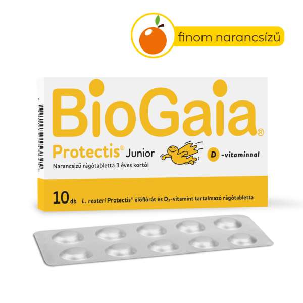 Biogaia junior rágótabletta d-vitaminnal narancs ízű 10 db