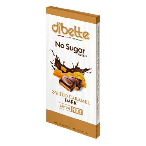 Dibette Nas sós karamella ízű krémmel töltött étcsokoládé tábla, hozzáadott cukor nélkül, édesítőszerekkel 80 g