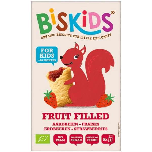Biskids fruit filled biokeksz eperpürével töltve 120 g