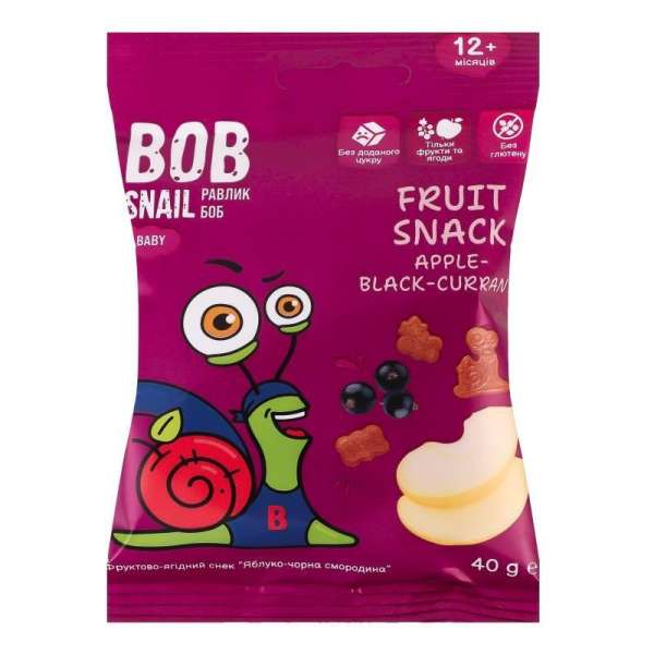 Bob Snail gyümölcs snack alma-feketeribizli 40 g