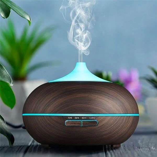 LED-es, ultrahangos fa hatású aroma diffúzor - sötét fa