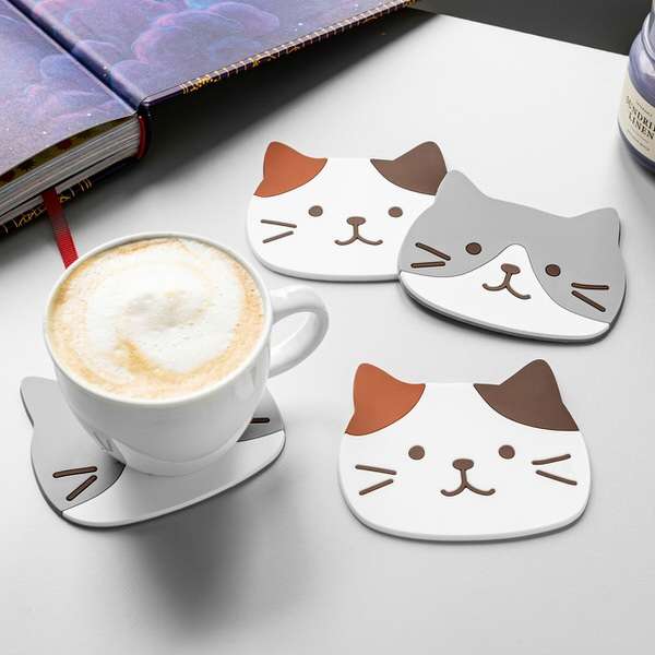 Macska formájú hőálló poháralátét (4 darab)