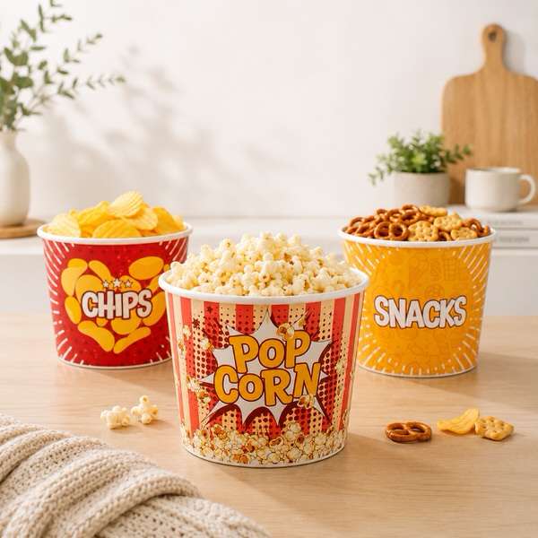 Műanyag popcorn és snack vödör