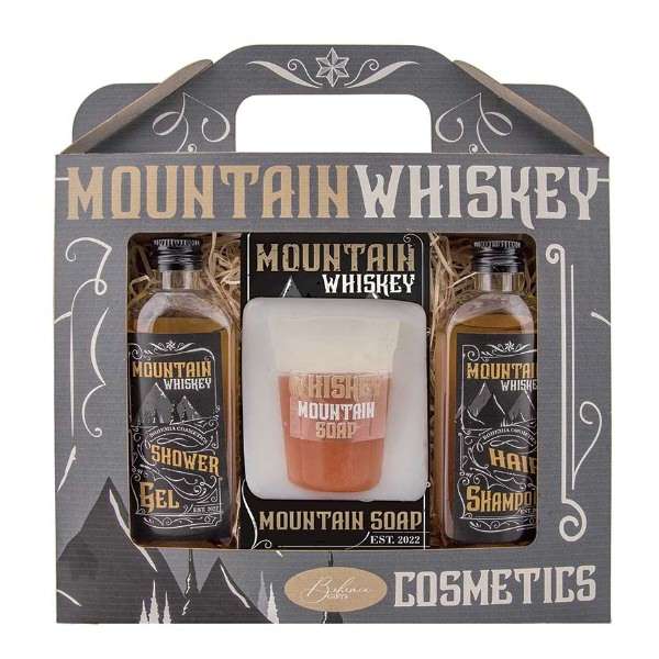 Mountain Whisky férfi kozmetikai szett (tusfürdő, szappan és sampon)