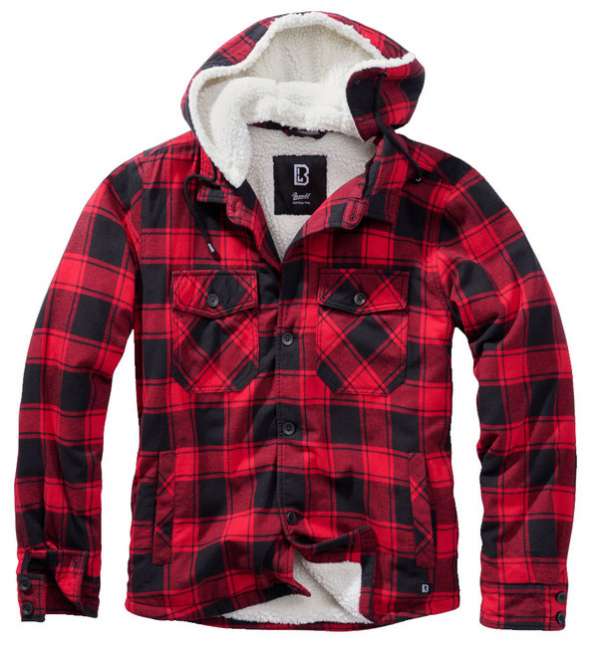 Brandit Lumberjacket kapucnis dzseki, piros-fekete