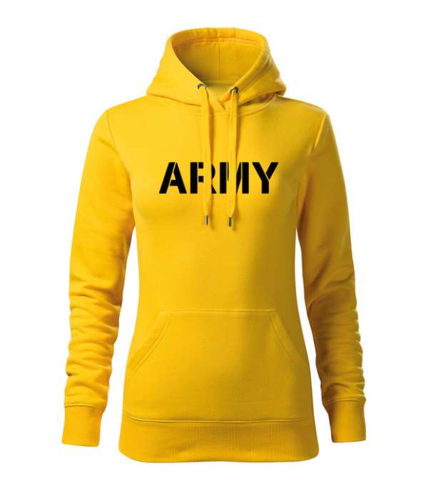 DRAGOWA kapucnis női pulóver army, sárga 320g / m2