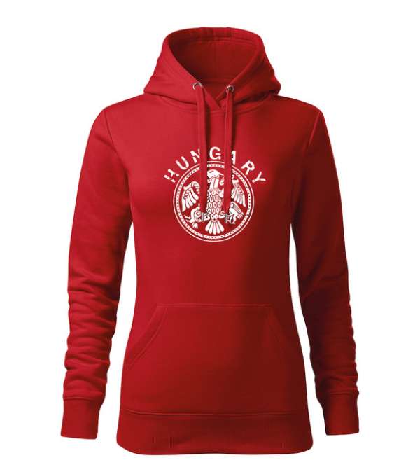 DRAGOWA kapucnis női pulóver hungary, piros 320g / m2