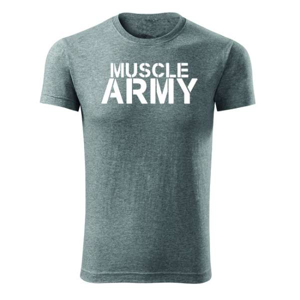 DRAGOWA fitness póló muscle army, szürke 180g/m2
