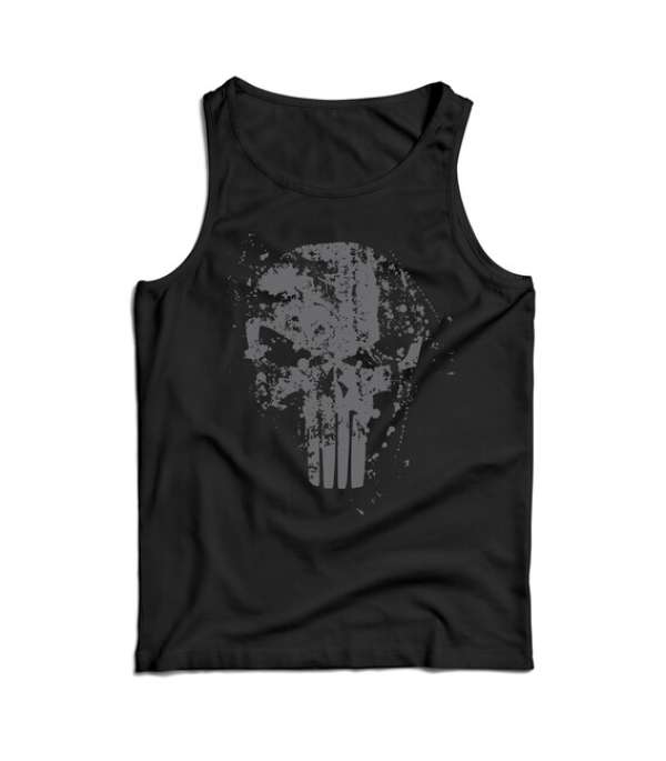 DRAGOWA férfi ujjatlan trikó Frank The Punisher, fekete 160g/m2