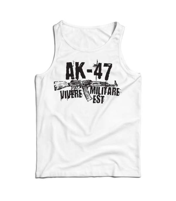 DRAGOWA férfi ujjatlan trikó Seneca AK-47, fehér 160g/m2