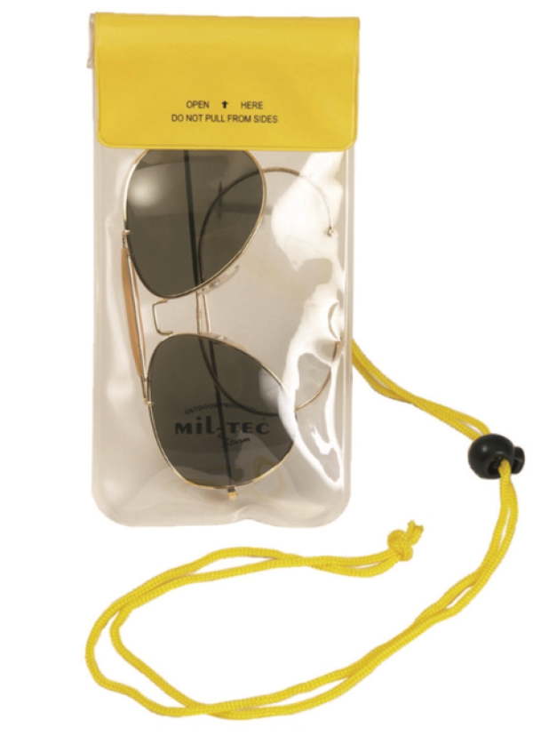 Mil-tec vízálló nyakbaakasztható tok, sárga 95x195mm