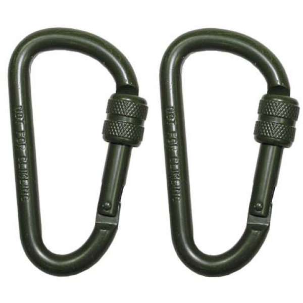 MFH karabiner biztonsági zárral, 2db, olíva, 80x8mm