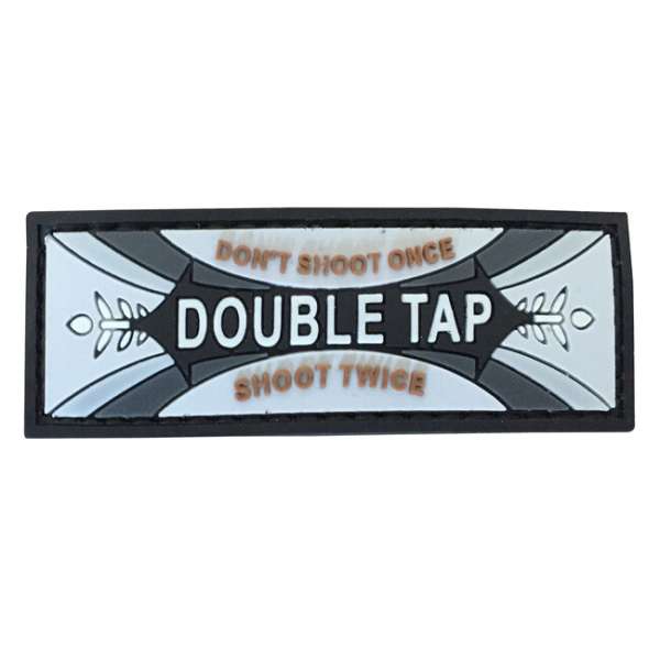 WARAGOD FELVARRÓ Double Tap Don't Shoot Once Shoot Twice PVC Patch Gray