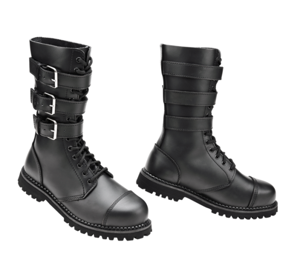 Brandit Phantom bőrcsizma csatokkal, fekete