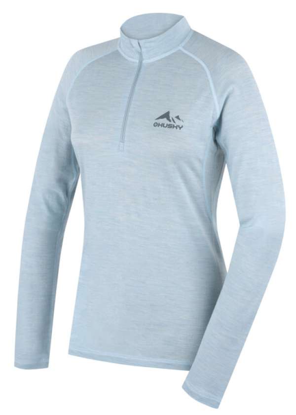 HUSKY MERINO SHIRT DL MEROW ZIPS L fakó menta