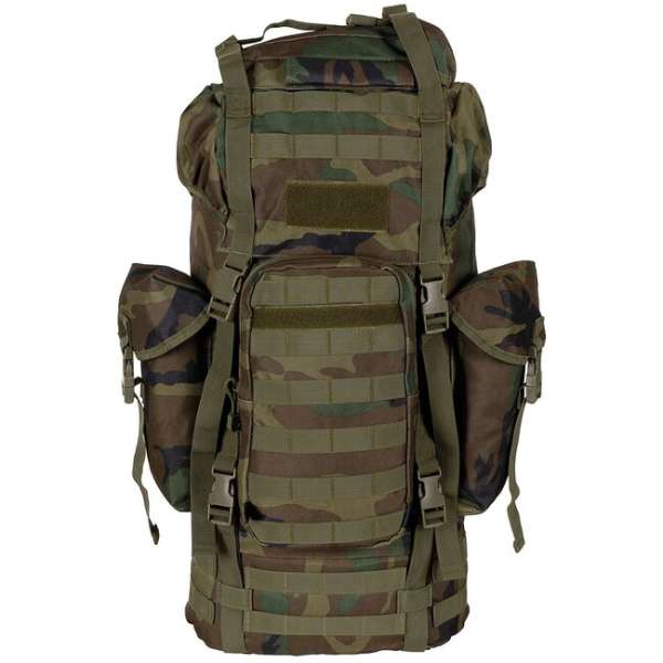 MFH MOLLE 65L hátizsák, alumínium rúd, woodland