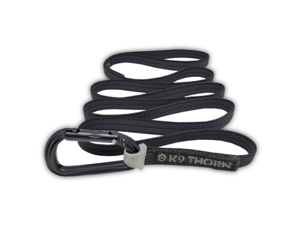K9 Thorn csúszásmentes póráz petzl karabinerrel, fekete, XL