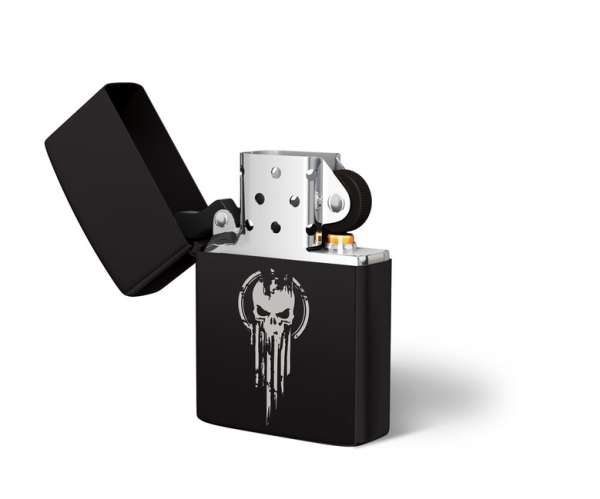 DRAGOWA benzines öngyújtó Skull gravírozással, fekete